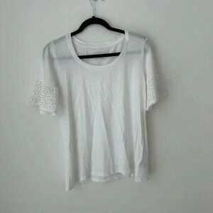 Talbots white top with lace  sleeves cotton modal